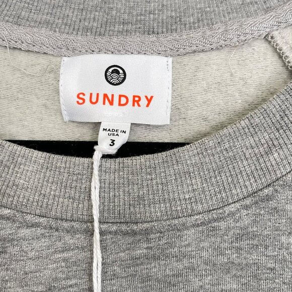 Sundry Gray Sweatshirt with Pink and Navy Stripes - Picture 2 of 5